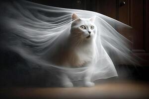 Cat as ghost charachter portrait illustration photo
