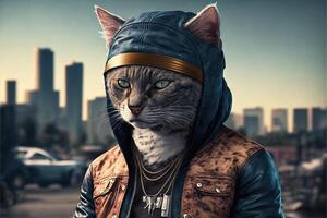 Rapper Cat Illustration photo