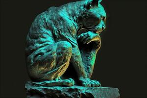 the thinker Statue Cat famous sculpture illustration photo