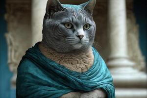 Aristóteles gato como famoso histórico personaje ilustración generativo ai foto