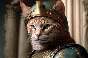 Alexander the great Cat as famous historic character illustration photo