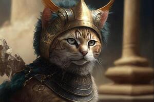 Alexander the great Cat as famous historic character illustration photo