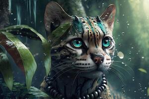 Amazonia gato ilustración generativo ai foto