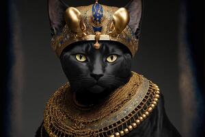 cat as cleopatra egyptian queen illustration photo