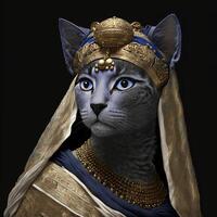 cat as cleopatra egyptian queen illustration photo