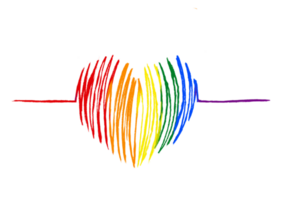 Rainbow  heart pulse oil brush paint.LGBT  Pride month watercolor texture png