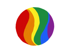 Rainbow flag oil brush paint in circle shape.LGBT  Pride month watercolor texture png