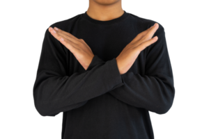 man with cross hands gesture isolated png