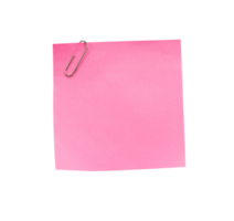 Pink note paper with paper clip isolated png