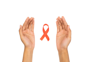 manos con rojo salud cinta. vih SIDA conciencia símbolo png