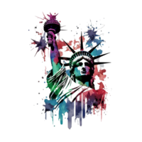 vattenfärg staty av frihet ClipArt, 4:e av juli element, ai generativ png