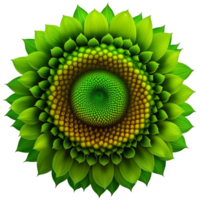Green sunflower illustration isolated, png