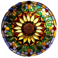 Stained glass sunflower, png