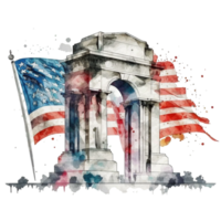 Watercolor landmark of America, 4th of July element, png