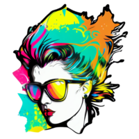 Vintage 80's Pop girl sticker, png