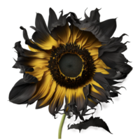 Black sunflower illustration, png