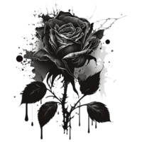 Black rose sublimation watercolor clipart, png