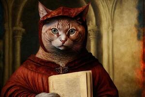 Dante Alighieri as a cat illustration photo