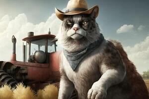 Cat as Farmer character portrait illustration photo