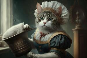 Cat as maid illustration photo