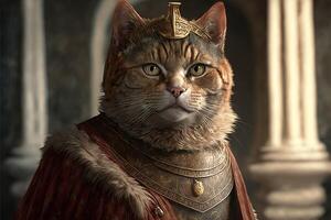 Cat as roman emperor at colosseum Rome illustration photo