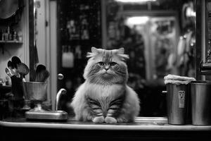 cat at the coiffeur illustration photo