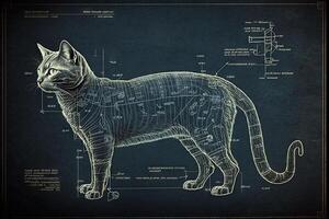 Cat blueprint illustration photo