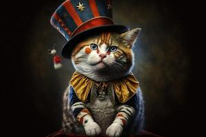 circo gato payaso ilustración generativo ai foto