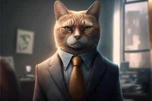 cat businessman llustration photo