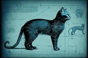 Cat blueprint illustration photo