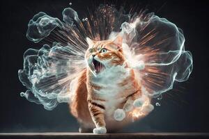 gato explotando durante un científico experimentar ilustración generativo ai foto