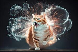Cat exploding during a scientific experiment illustration photo