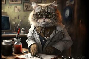 gato médico Ilustracion generativo ai foto