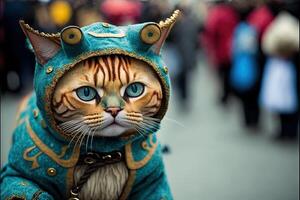 Cat in carnival costume at carnival parade illustration photo