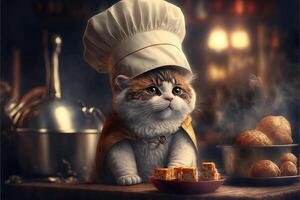 cat chef llustration photo