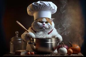 gato cocinero Ilustracion generativo ai foto