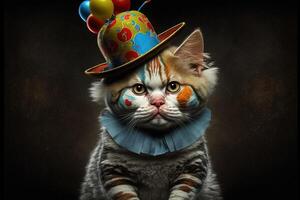 circo gato payaso ilustración generativo ai foto