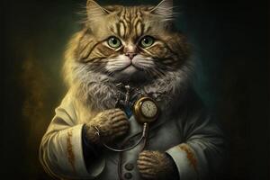 gato médico Ilustracion generativo ai foto