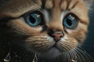 cat crying big tears illustration photo