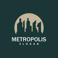 paisaje urbano logo, metrópoli horizonte diseño, ciudad edificio vector, icono símbolo ilustración vector