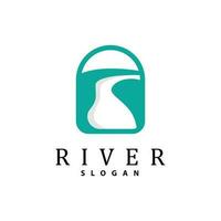 River Logo Design, River Creek Vector, Riverside Illustration With A Combination Of Mountains And Nature, Product Brand vector