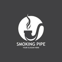 Smoking pipe black and white contour drawing logo vector