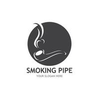 Smoking pipe black and white contour drawing logo vector