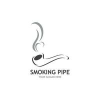 Smoking pipe black and white contour drawing logo vector