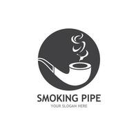 Smoking pipe black and white contour drawing logo vector