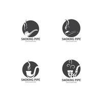 Smoking pipe black and white contour drawing logo vector