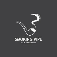 Smoking pipe black and white contour drawing logo vector