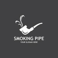 Smoking pipe black and white contour drawing logo vector