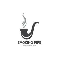 Smoking pipe black and white contour drawing logo vector