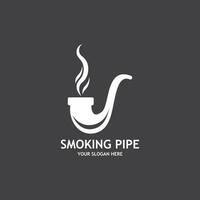 Smoking pipe black and white contour drawing logo vector